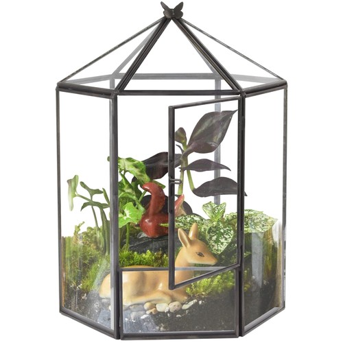 Hexagonal black plant - black,