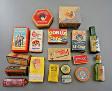 lot 16 BOITE EPICERIE jouet SAM dinette poupée BANANIA AUSSAGE DUBONNET 1950 ABE