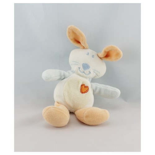 Doudou lapin blanc orange bleu