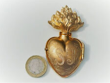 BEAU RELIQUAIRE / COEUR DE MARIE ANCIEN milieu XIXème en Métal doré / Ht 7,7cm