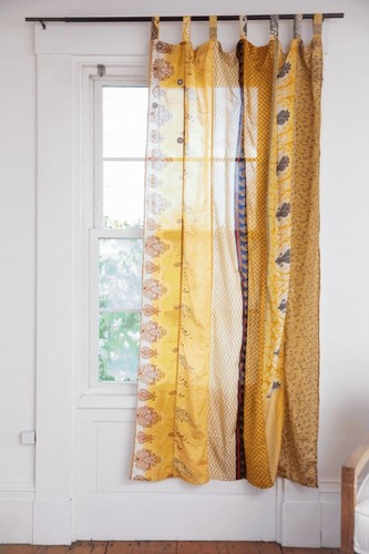 Rideau jaune boho sari indien