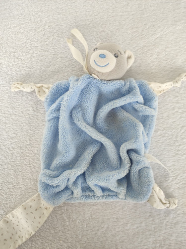 Doudou plat plume ours bleu - plume,
