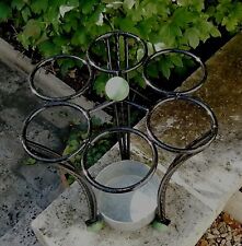 Ancien Porte-Parapluies en Fer Forgé et Boule Bois Années 50