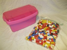 Lot LEGO STORAGE BOX BOÎTE DE RANGEMENT + 1kg VRAC BRIQUES 2x2 2x3 2x4 Vintage