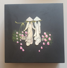 COFFRET BOIS NACRE PEINTURE - 6 DESSOUS DE VERRE - VIETNAM - 12CM