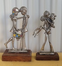 Lot De 2 Statuette En Étain