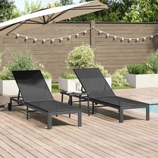 Transat 2-personne 3 pcs polyrotin Lit de soleil d'extérieur terrasse vidaXL vid