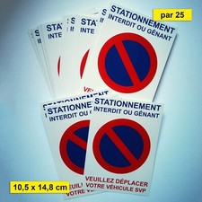 Autocollants stationnement interdit ou gênant. Lot de 25 exemplaires.