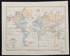 1874 - Carte des océans - Levasseur et Périgot - Mappemonde ancienne