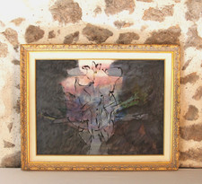 Milieu XXe Nature Morte Abstrait Wesley JOHNSON Huile sur Toile Art Moderne USA