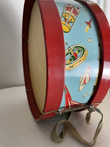 Vtg 1950s toy drum atomic - 1950s, 13"