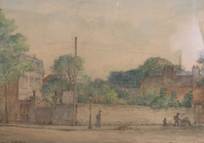 SAMUEL WARET (XIX/ XX) Aquarelle Crayon Montrouge Le Rond-Point Rue Paris France