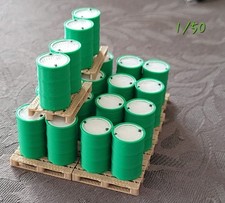 1 Lot X 10 palettes de fûts Verts 1/50 diorama transport,travaux.wsi,tekno,imc
