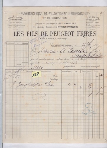 Une facture ets les fils - les, de