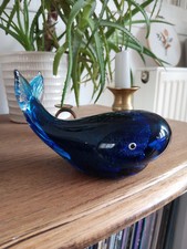 Magnifique Sulfure Baleine Presse Papiers Murano, A Identifier Verre