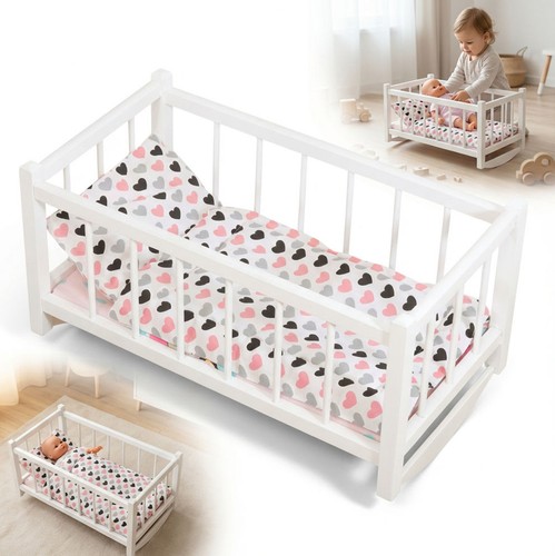 Berceau bois blanc poupée - , +