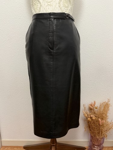 Jupe midi noire cuir - noire,