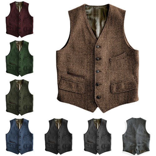 Mens vintage tweed vest - mens,