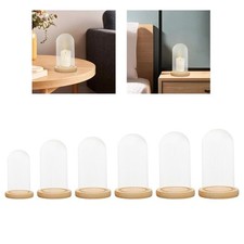 Dôme en verre Cloche Cloche Jar Base en bois Présentoir Décoration de