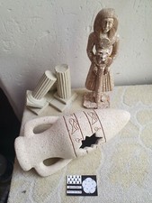 Lot 3 decoration ornement aquarium Grec Urne Colonne Statue femme poisson rouge 