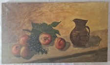 Tableau XIXéme par "Martin" daté  83 Huile 38cm x 52cm " Pommes Raisins"