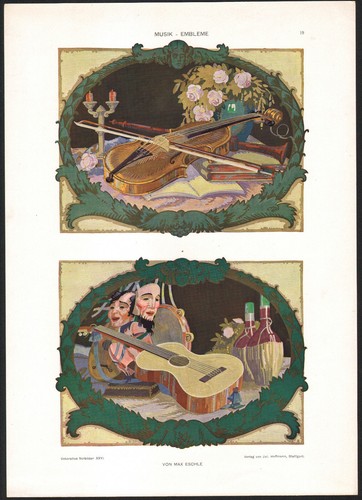 1910 lithographie art nouveau - lithographie,
