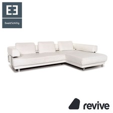 Ewald Schillig Marque Visage Cuir Canapé D'Angle Blanc Sofa #13437