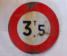 AUTOMOBILE panneau signalisation 1961 limitation de POIDS plaque émaillée CAMION