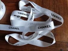 2 m ruban satin blanc écriture noir Chanel largeur 2,5cm