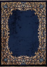 Tapis Fait Main En Laine Bleu