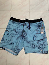QuikSilver Waterman Angler 20” EQMBS03055 Swim Board Shorts Blue Hawaiian Men 38