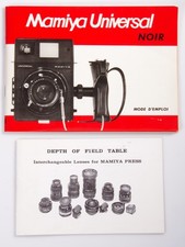 Mode d'emploi MAMIYA PRESS UNIVERSAL + DEPTH OF FIELD TABLE