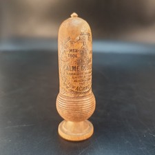 Ancien étui en bois tourné Pharmacie Calme douleurs menthol ND de Lourdes XIXe