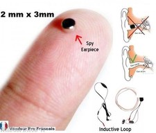 Mini Oreillette Espion Invisible Induction Micro Sans Fil pack de 2 oreillette