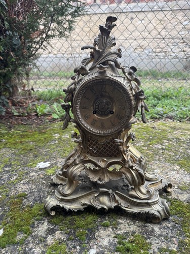 Pendule cartel bronze doré - bronze,