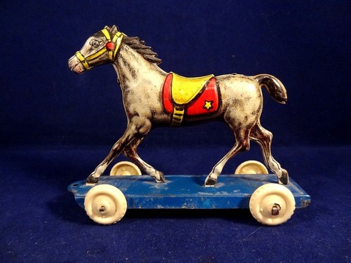 Ancien jouet cheval tôle - cheval, en