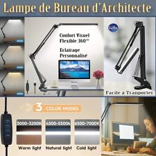 Lampe de Bureau d Architecte Rotatif 360° Bras Articulé Réglable Pliable Pince