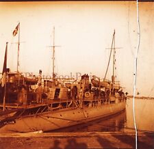 Bateau militaire c1910 Photo Stereo Plaque PL28L6n2 Vintage cassée