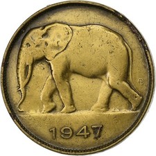 Congo belge, Régence Prince Charles, 5 Francs, 1947, Laiton, TTB+, KM:29