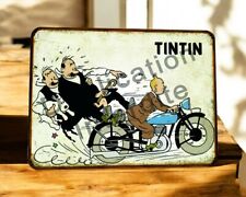 plaque métal vintage Tintin Moto
