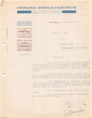 Facture 1936 compagnie - facture,