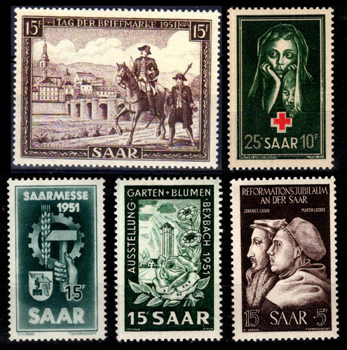 Sarre timbres 291 à 295 - sarre,