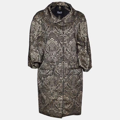 Manteau oversize brocart noir