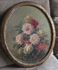 Ancien tableau peinture fleurs - ancien,