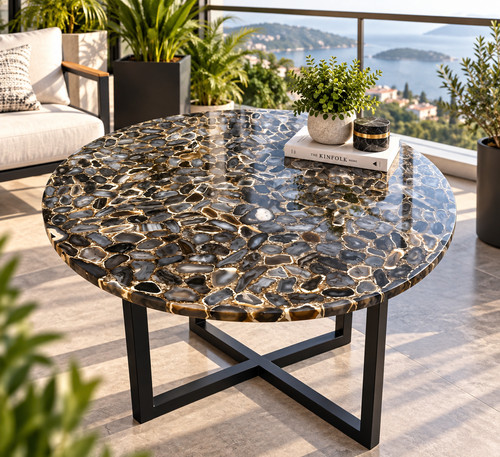 Table basse ronde agate - en,