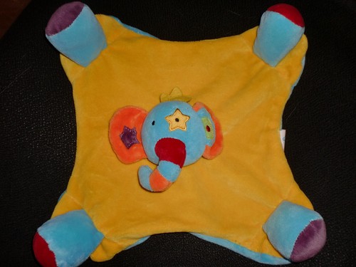 Doudou plat éléphant bleu - doudou,