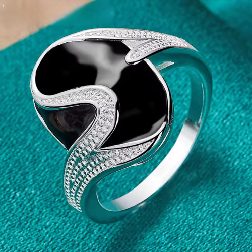 Bague acier inoxydable - , pierre