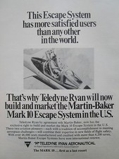 7/1977 PUB TELEDYNE RYAN MARTIN BAKER MARK 10 ESCAPE SYSTEM SIEGE EJECTABLE AD