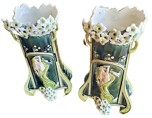 Paire vases art nouveau - ,