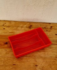 Range couverts en plastique orange vintage